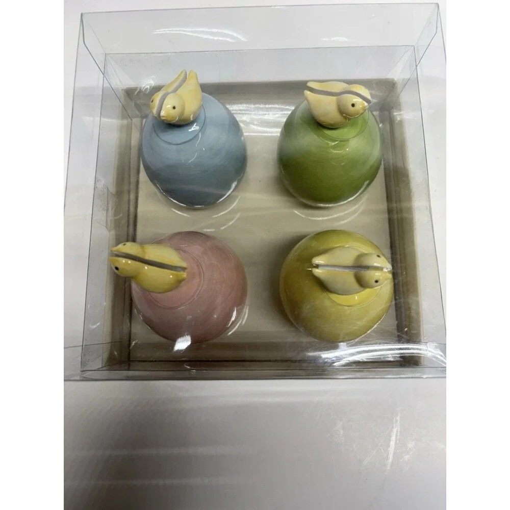 Williams Sonoma Easter Egg Chick Place Card Holders (Set Of 4) Pastel Ceramic